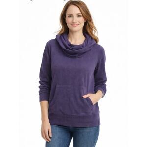 L.L.Bean Purple Cowl Neck Hoodie Sweatshirt Women’s Small‎ Kangaroo Pocket